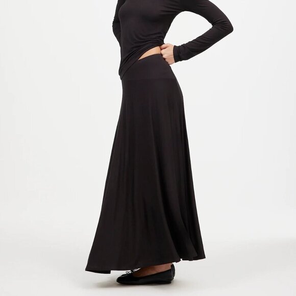 Madewell Flowy Jersey Asymmetric-Seam Midi Skirt Black Size XL NWT - Picture 2 of 10